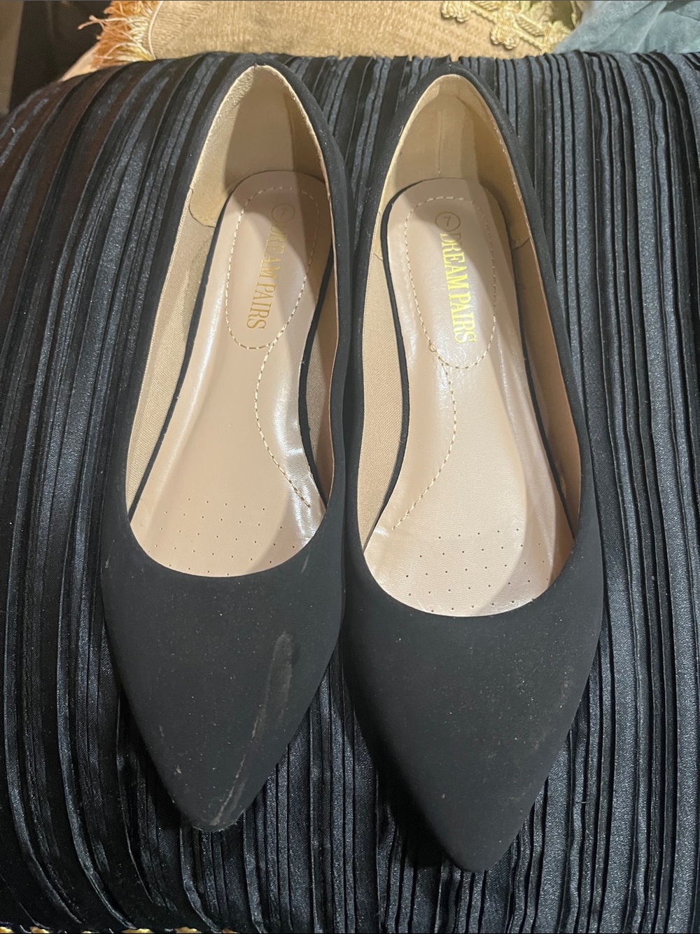 DREAM PAIRS Womens Black Pointed Toe Ballet Flats (SZ.7)